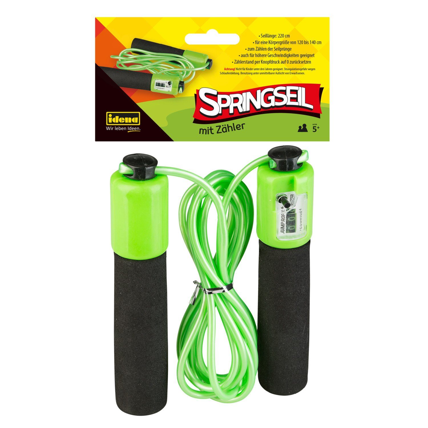 Idena Springseil Idena 40186 - Spring-Seil mit Soft-Griffen und Zähler für Kinder