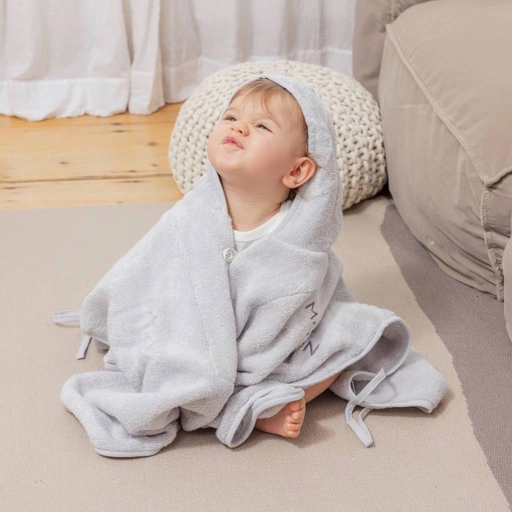 MABYEN Babybademantel MABYEN Baby Poncho Hellgrau, 100% Baumwolle