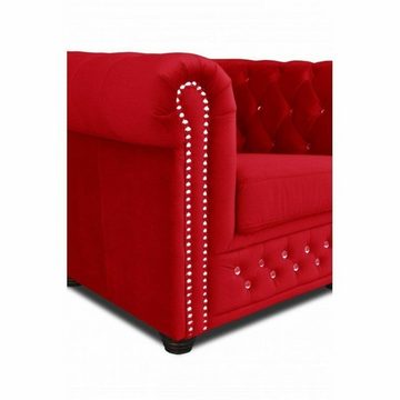JVmoebel Sofa Chesterfield Roter Zweisitzer York BlinkTextil 2 Sitzer Polster Sofa, Made in Europe