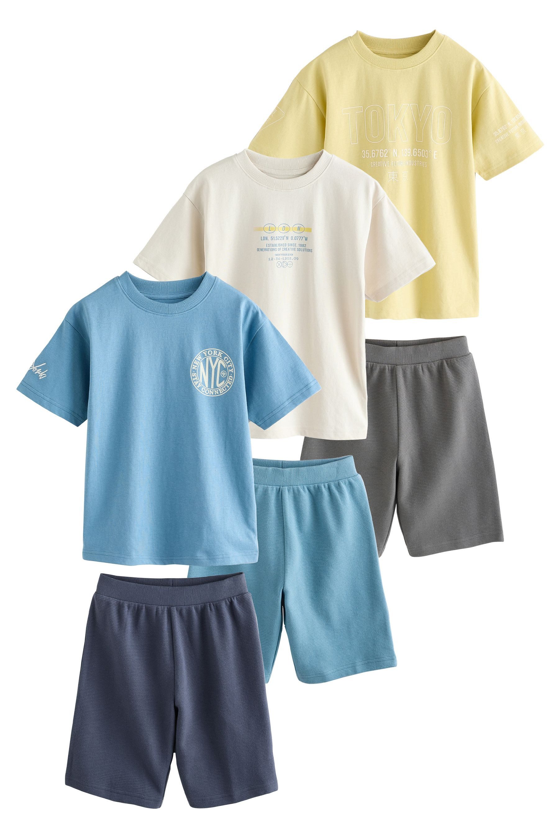 Pyjama Pyjamas mit Shorts aus 100 % Baumwolle, 3er-Pack