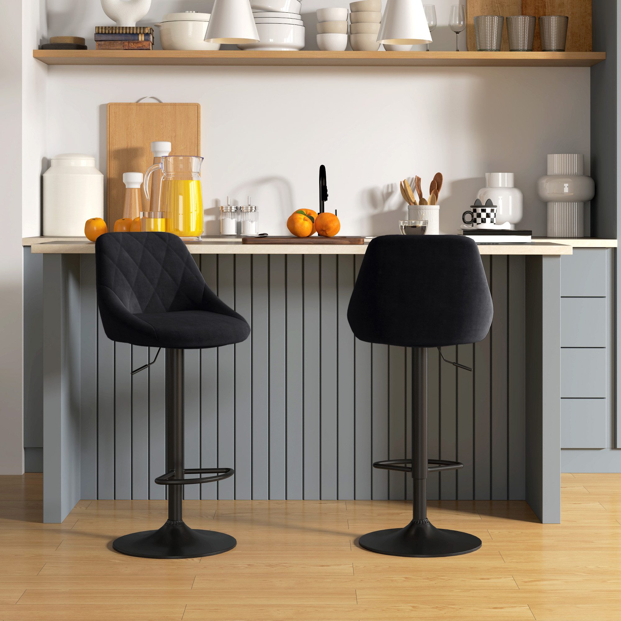 HOMCOM Barhocker Barstuhl mit Fußstütze, Rückenlehne günstig online kaufen
