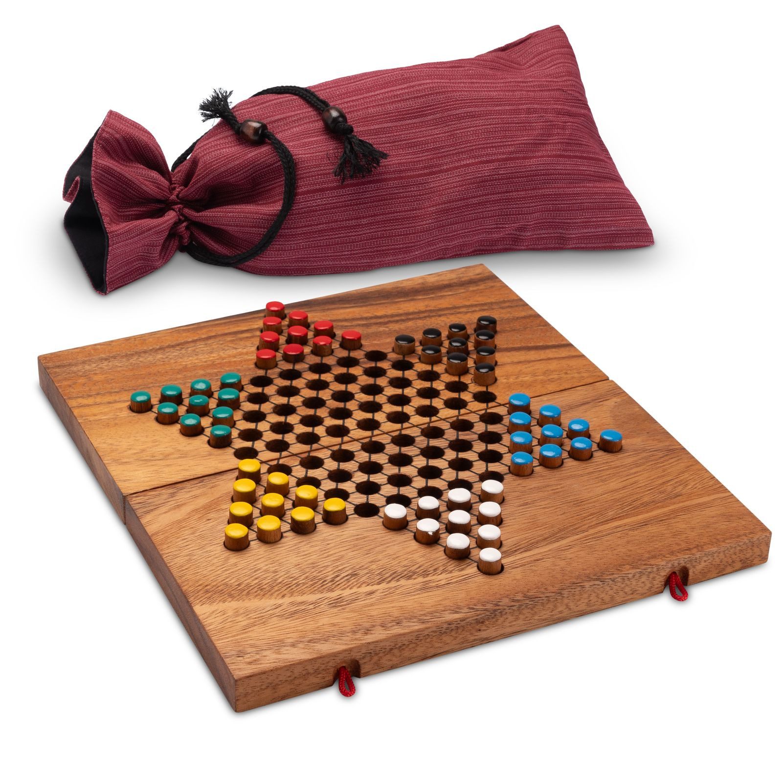 LOGOPLAY Spiel Halma Gr. L mit Stoffbeutel, Gesellschaftsspiel, Halma Gr. L für 2 bis 6 Spieler mit Stoffbeutel Spielfeld 26 x 27 cm