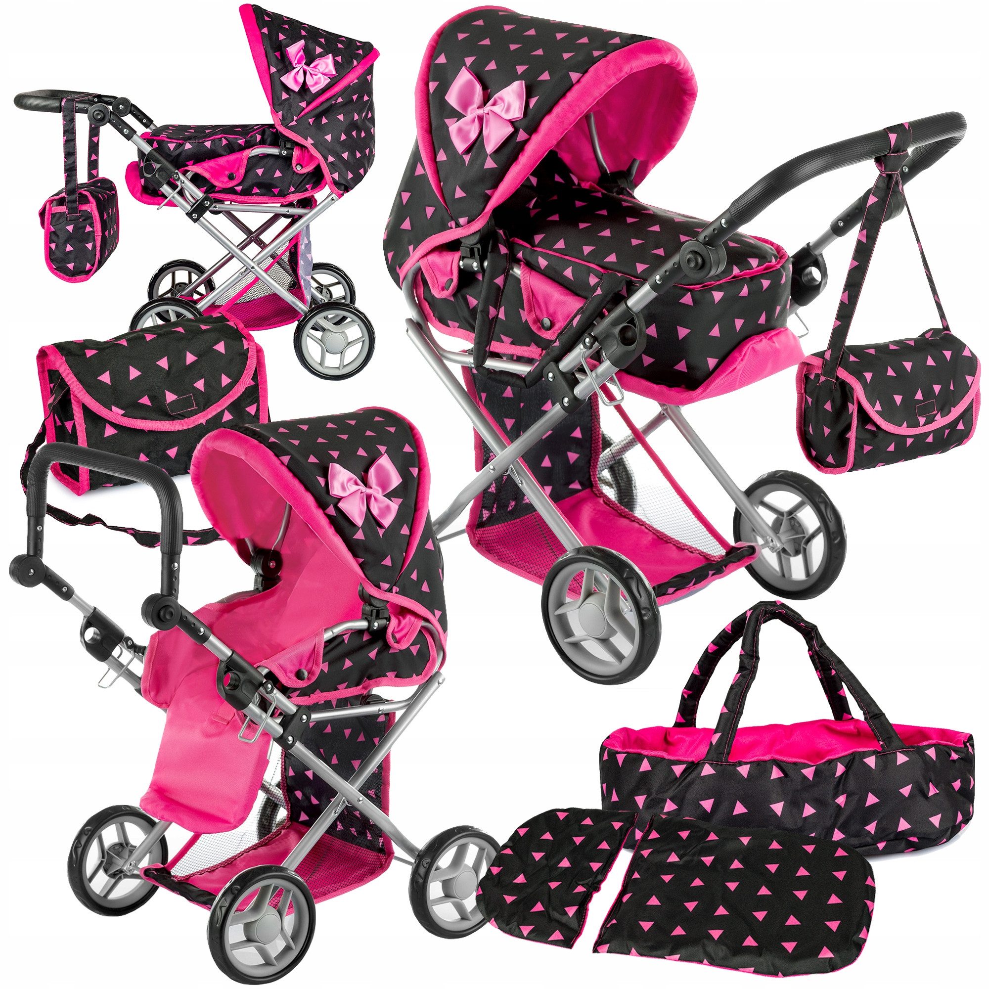 kinderplay Puppenwagen Puppenwagen 3-in-1 – höhenverstellbar & klappbar – S günstig online kaufen