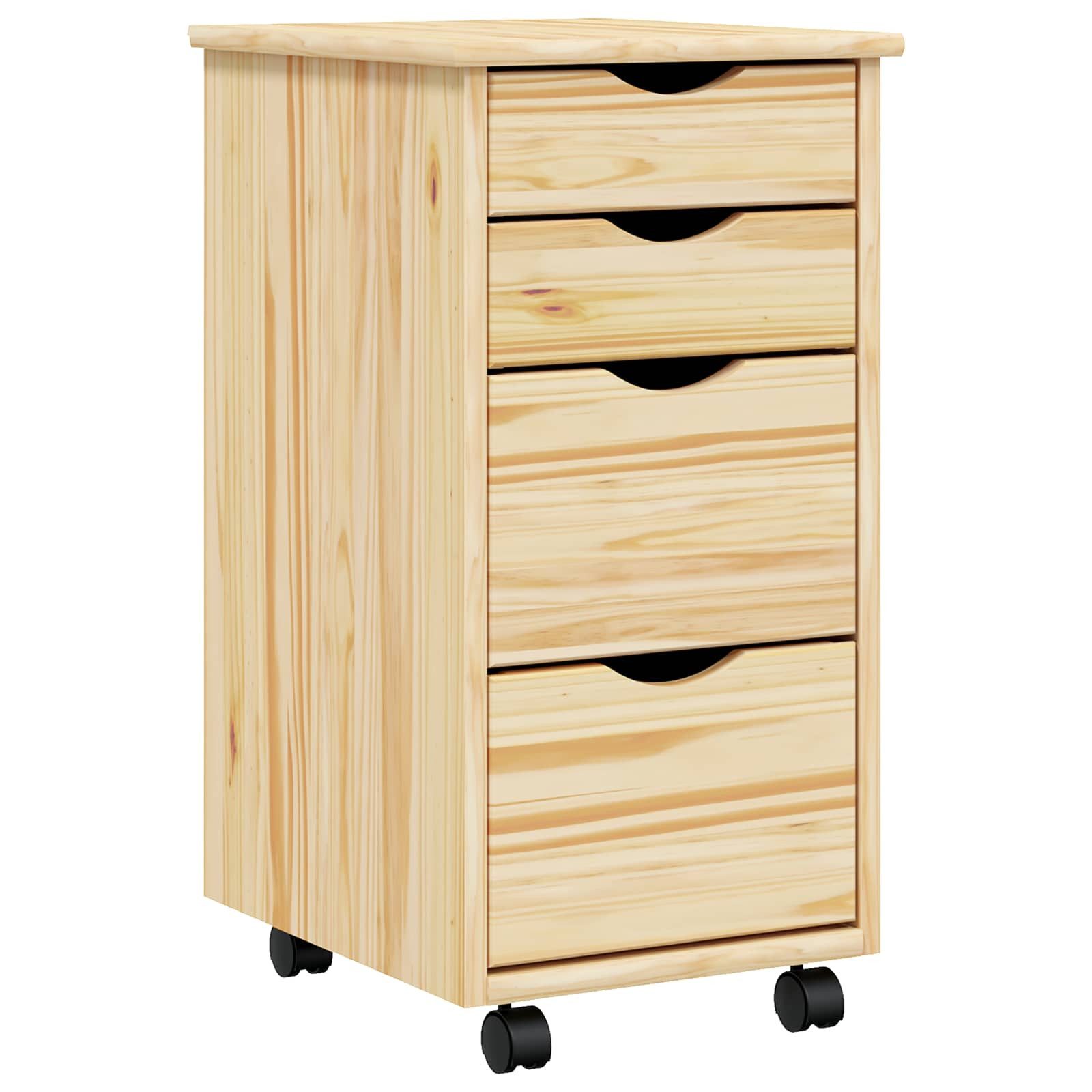 vidaXL Rollcontainer Rollwagen mit Schreibtisch MOSS 34 x 39 x 65,5 cm Klarlack, (1 St)