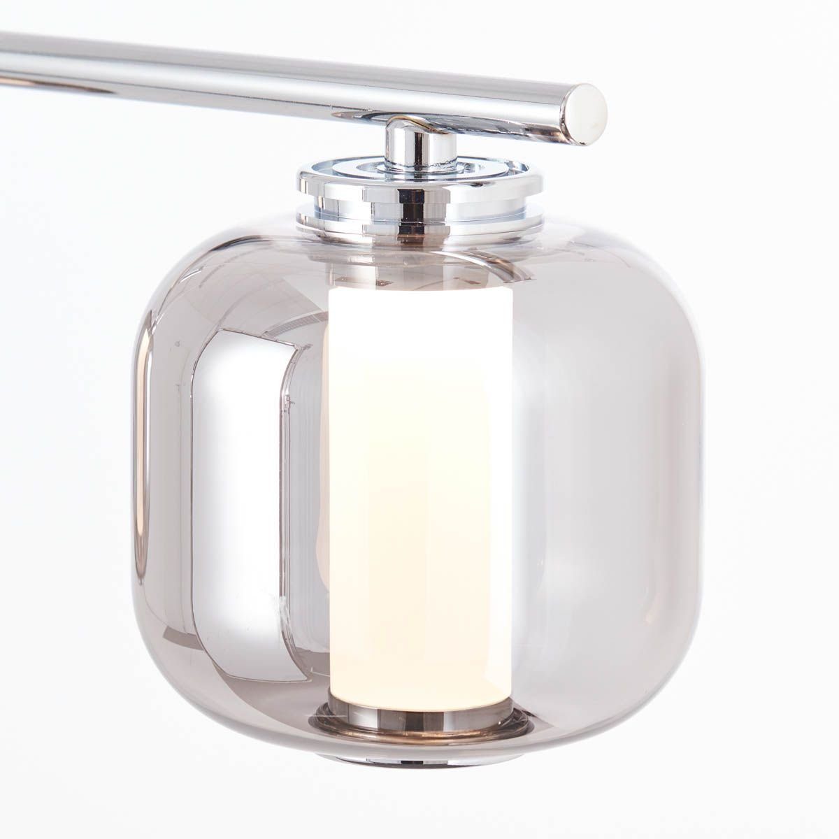 Brilliant Pendelleuchte Rafa, LED fest integriert, Warmweiß, LED 3flg Balken chrom/rauchglas