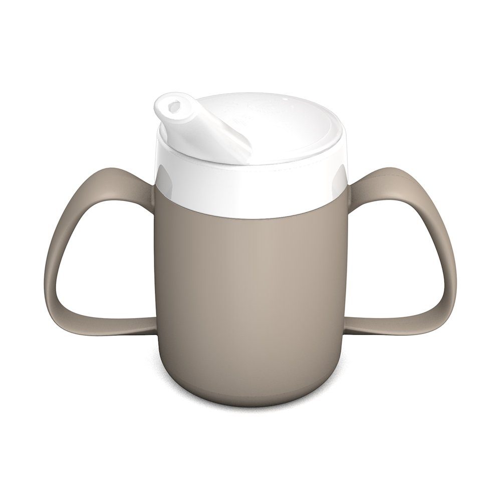 Ornamin Schnabelbecher 2-Henkel-Becher mit Trink-Trick und Schnabelaufsatz/ Trinkaufsatz, 2-tlg., Kunststoff, Trinkhilfe l Alltagshilfe l Schnabeltasse l BPA-frei l Made in Germany
