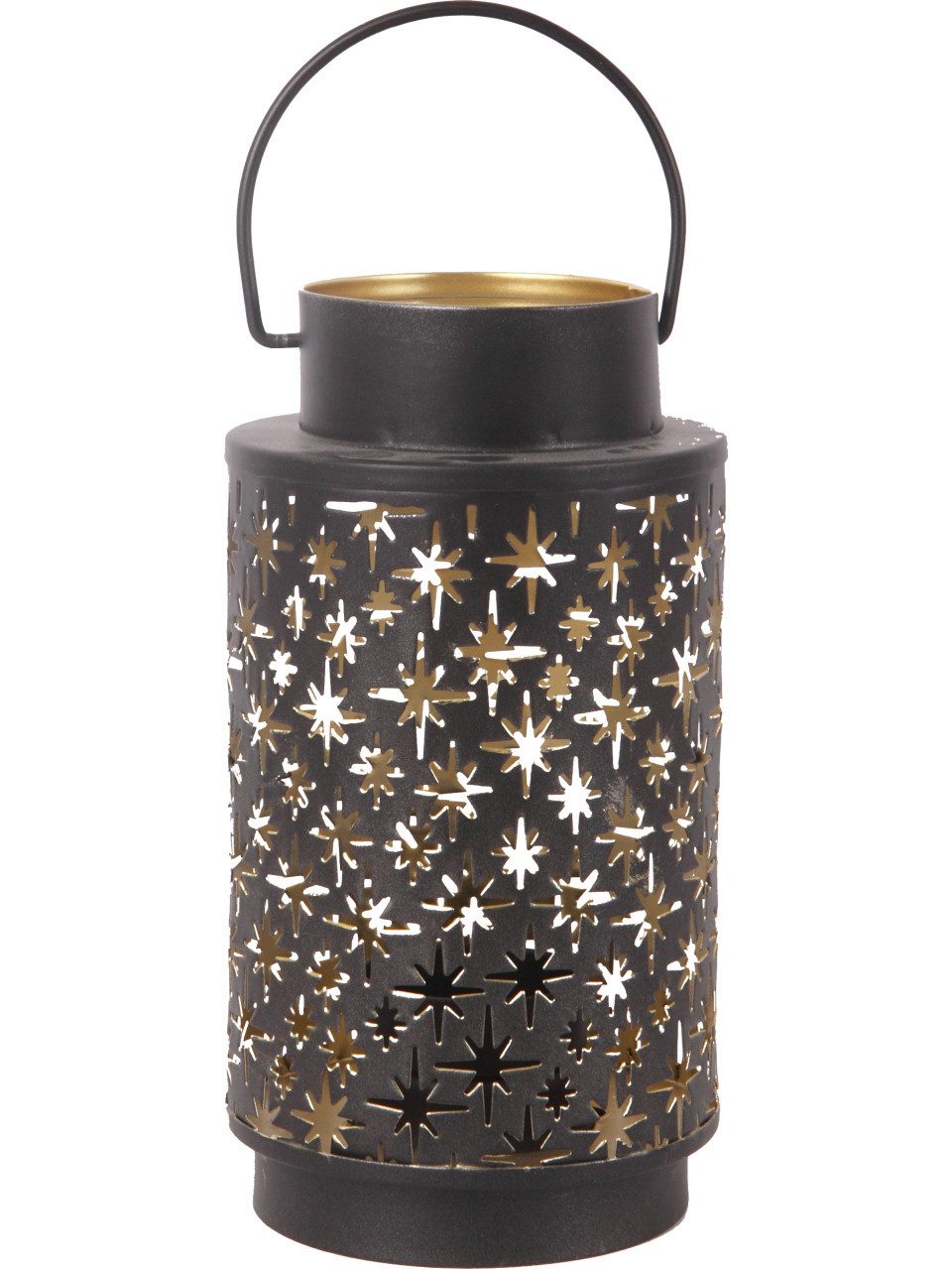 Trend Line Windlicht Windlicht Sterne Metall Ø 9 x 17 cm schwarz gold