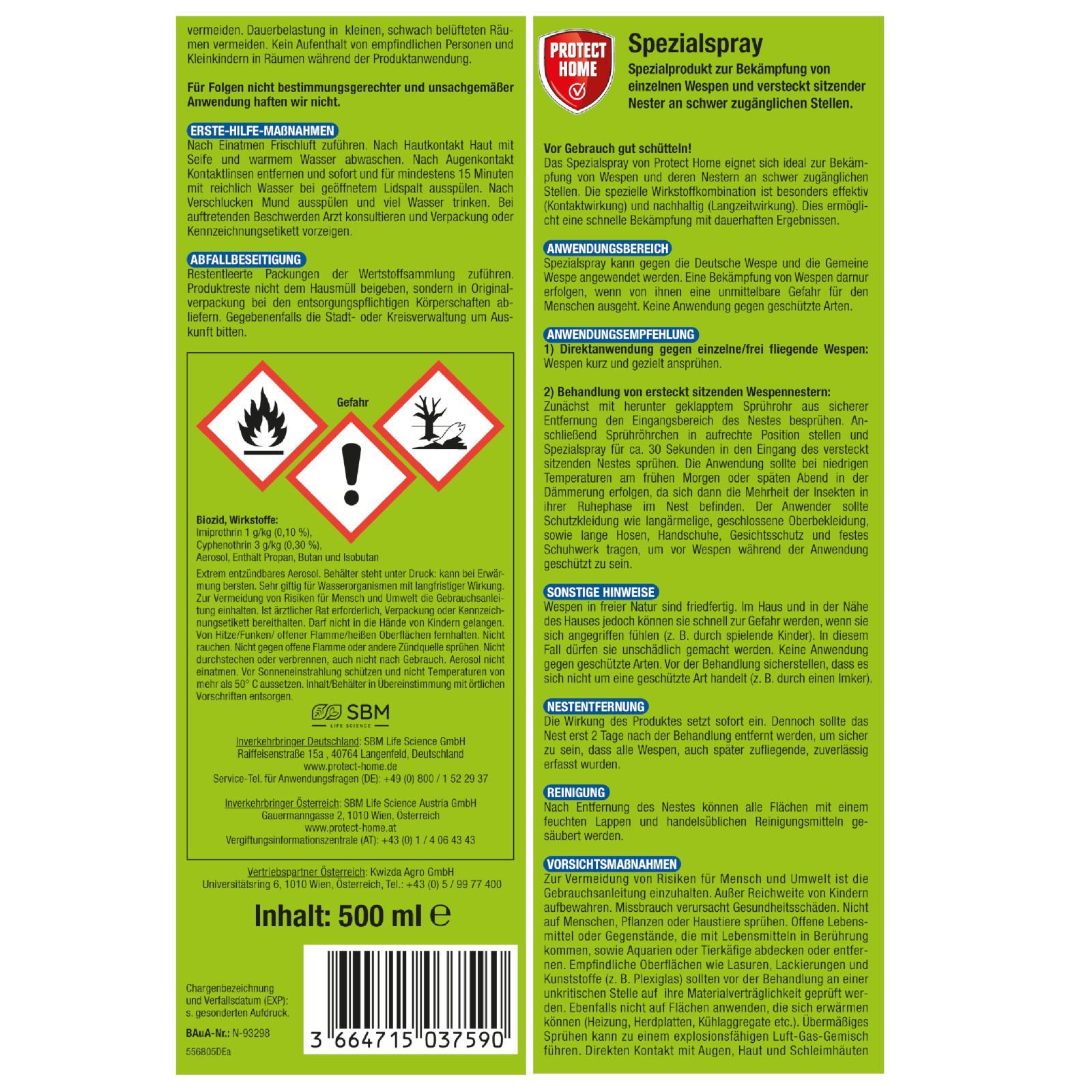 Protect Home Wespenspray FormineX Wespen ml 500 Spray - Spezial