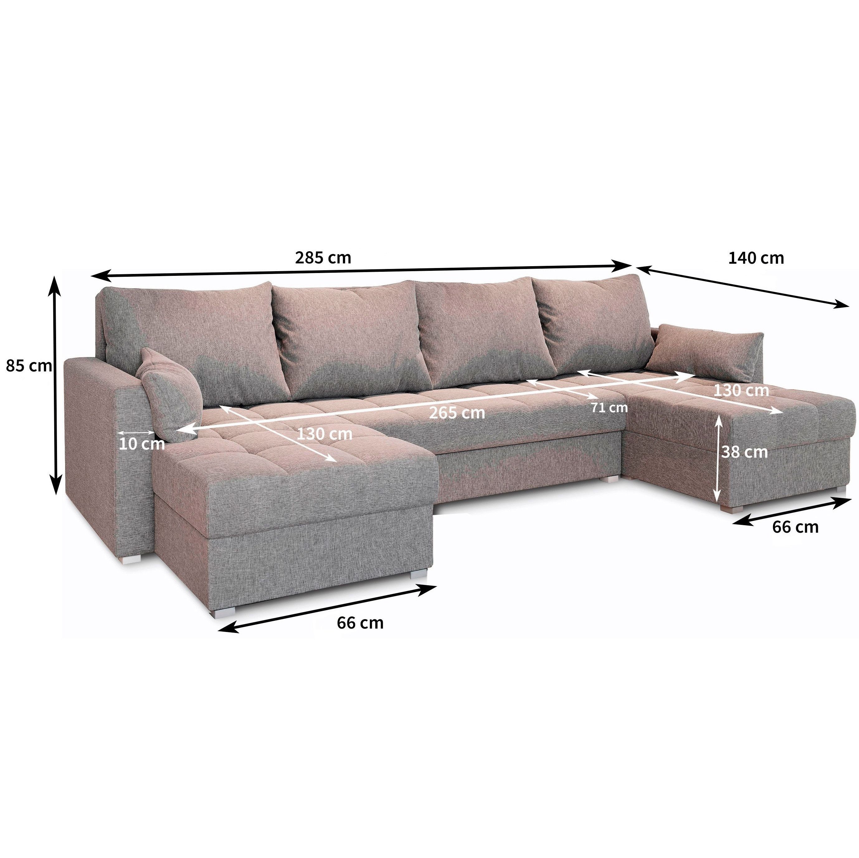 Masseno Ecksofa NAKO mit Schlaffunktion U-Form, Sofa mit Bettkasten