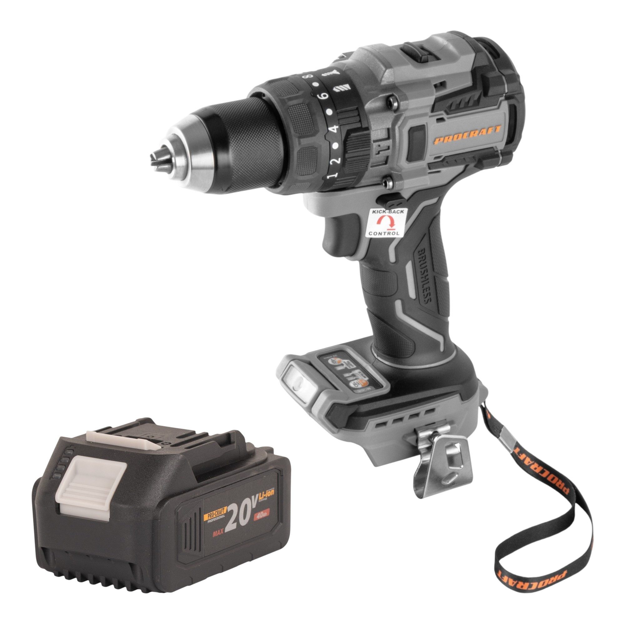 PROCRAFT industrial Akku-Schrauber CD20B-BB 20 V 150 Nm Brushless + 1x Akku 4,0 Ah - ohne Ladegerät