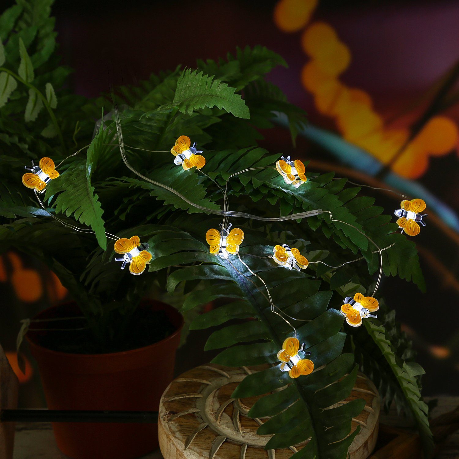 MARELIDA LED-Lichterkette LED Drahtlichterkette Mini Schmetterlinge 120cm 10LED Frühlingsdeko, 10-flammig