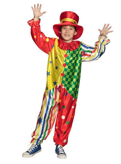 Boland Kostüm Bunter Clown, Fröhlich-buntes Clownskostüm für Fasching und Karneval