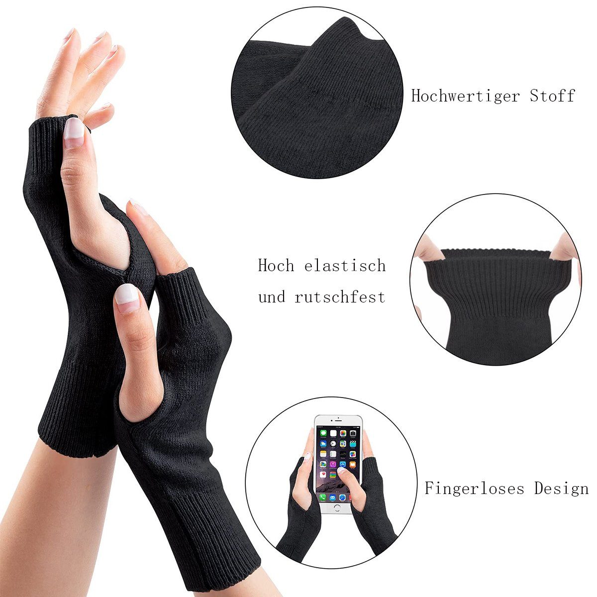 Finger Dehnbar Baumwollhandschuhe Unisex Handschuhe Fingerlose Jormftte Half Strickhandschuhe