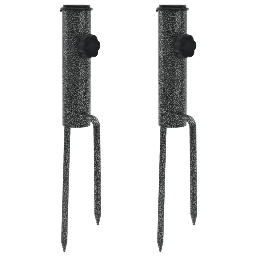 vidaXL Schirmhalter Schirmständer mit Erdspießen 2 Stk. 9x35 cm Verzinkter Stahl