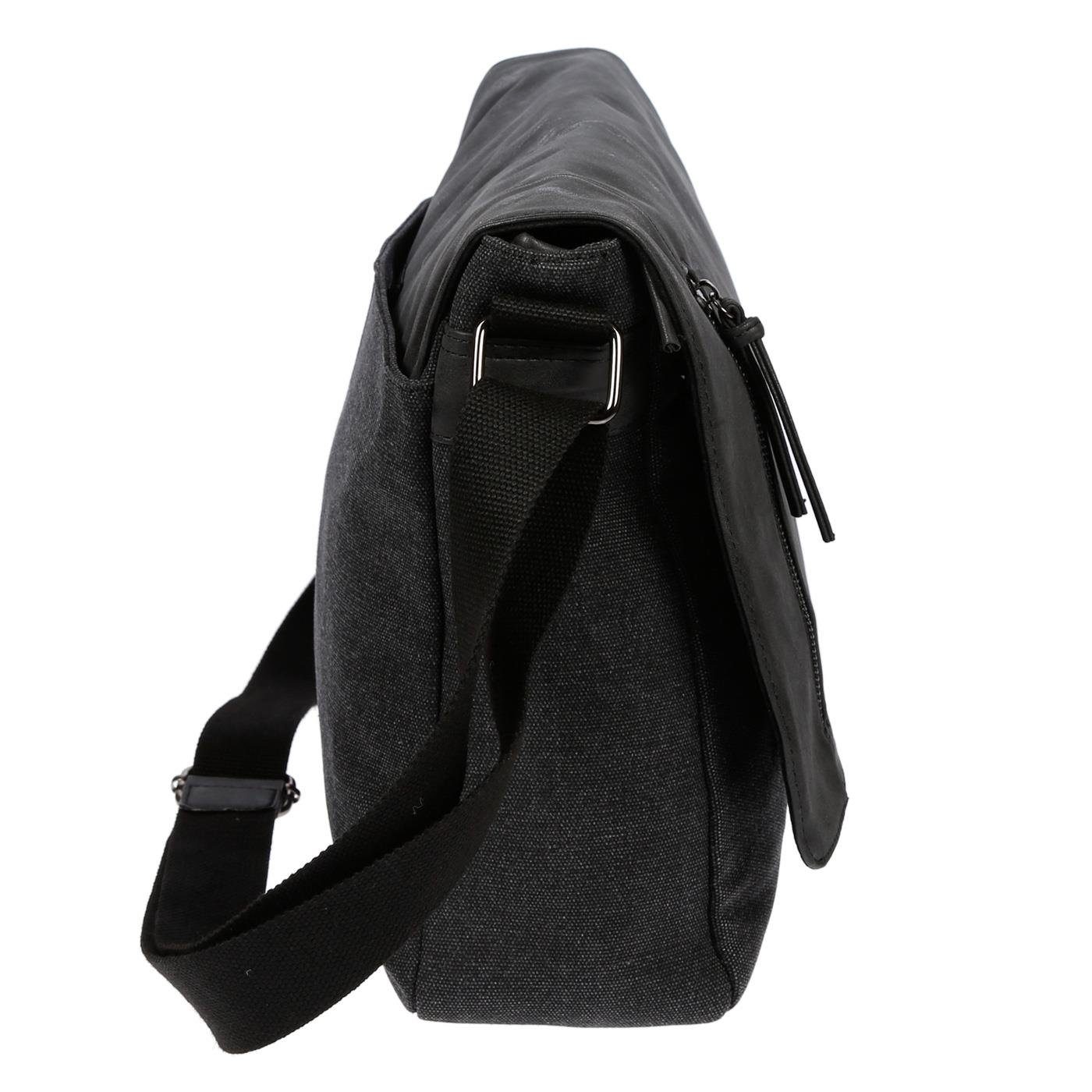 Christian Wippermann Umhängetasche Messenger Bag Herren Damen Umhängetasche Tasche Canvas (1 tlg), mit Überschlag Schwarz