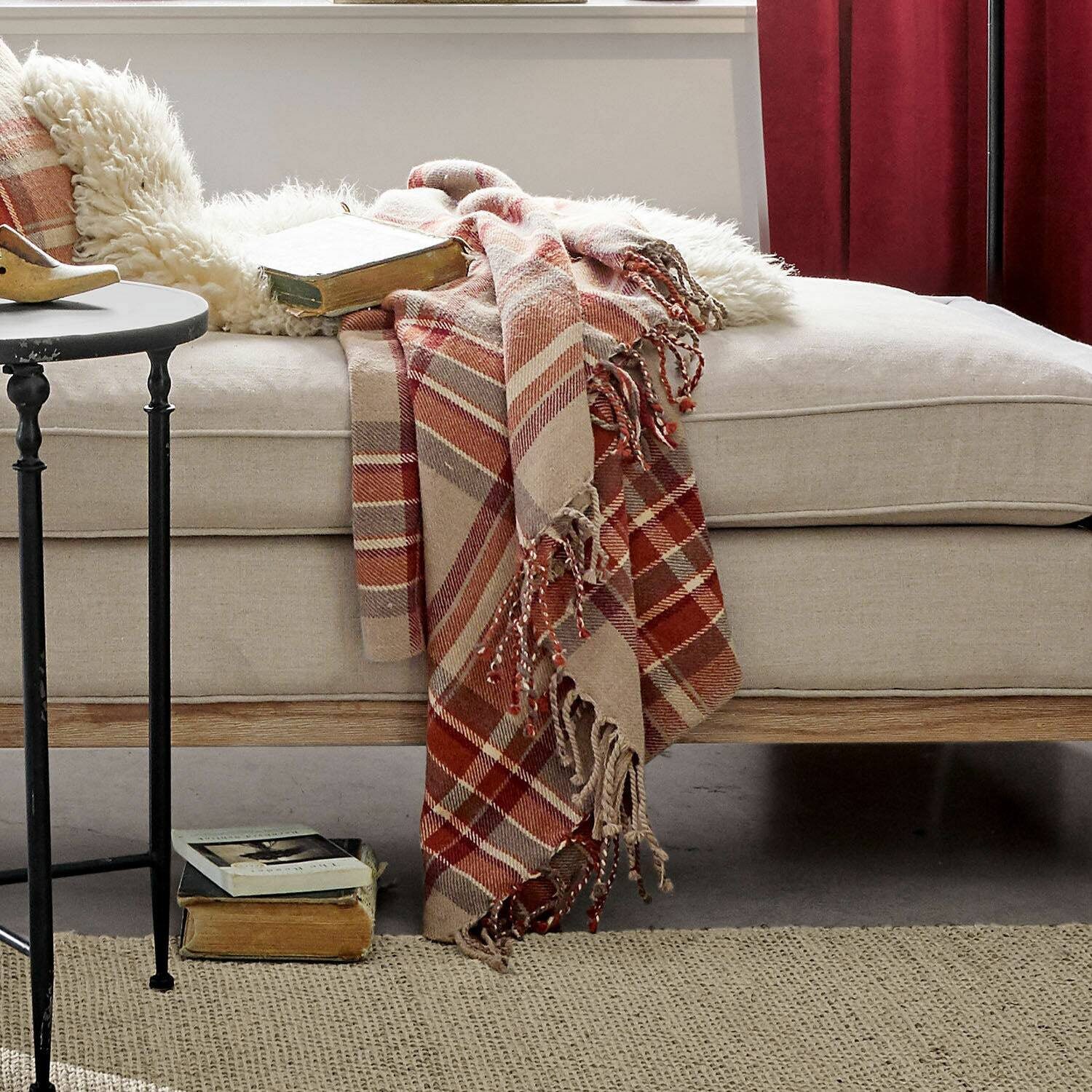 Mirabeau Tagesdecke Plaid Tartan rot/beige