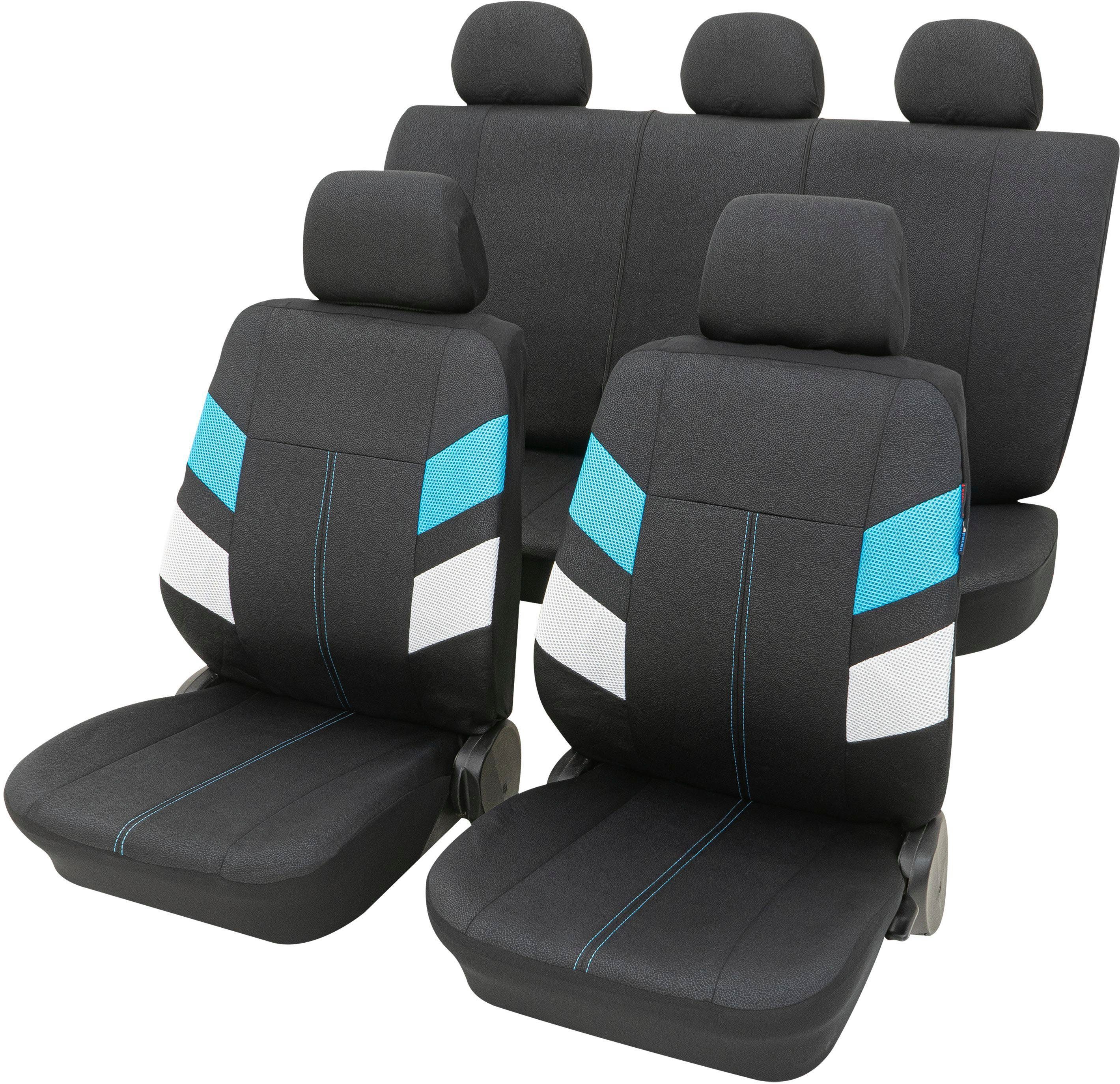 "Maui" Autositzbezug Geeignet Passform, universelle Set Fahrzeuge 11-tlg SAB 1 Seitenairbag, blau mit/ohne Petex Vario für