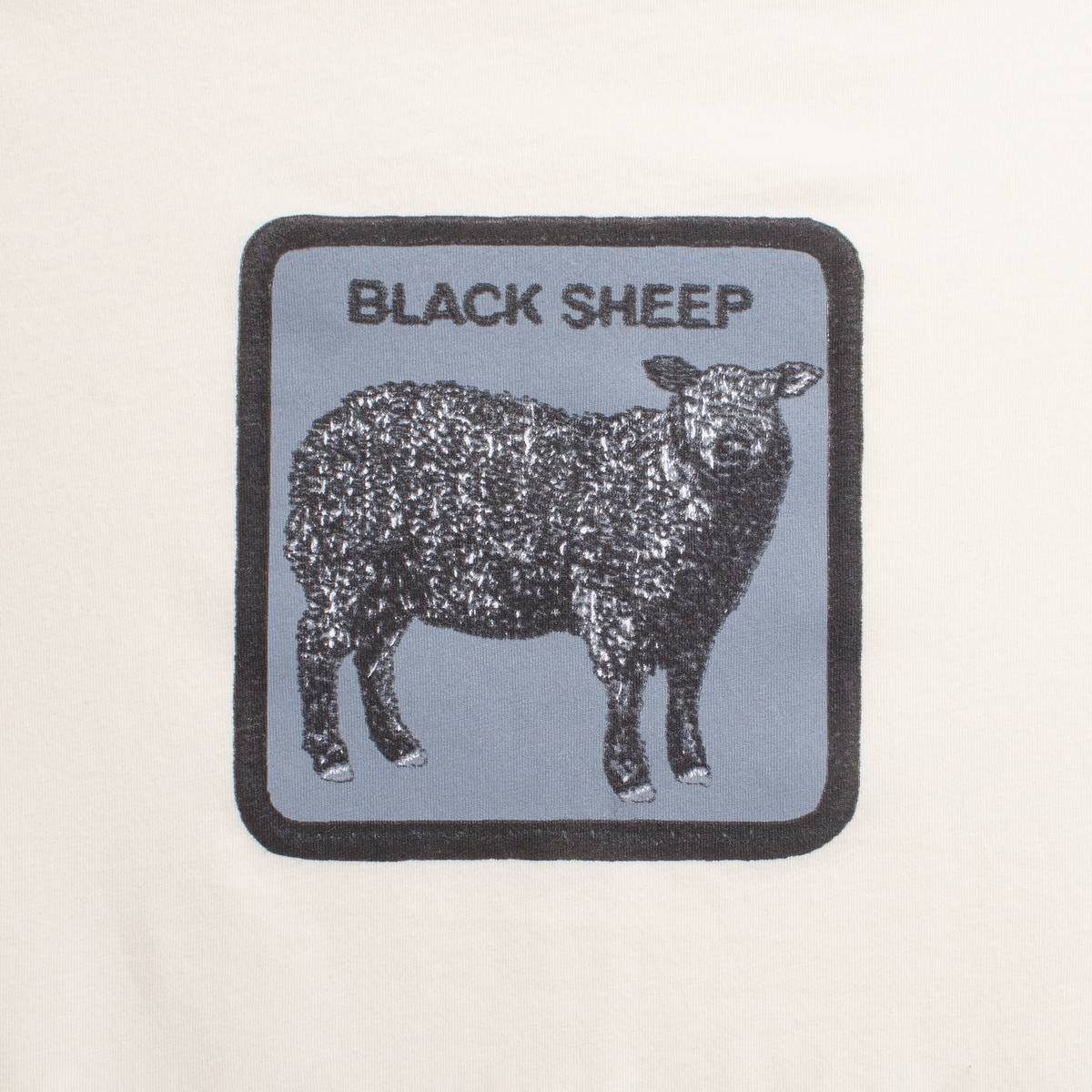 T-Shirt Herren Bros. - GOORIN Logo-Patch Black Sheep Baumwolle, Beige Rundhals, T-Shirt -