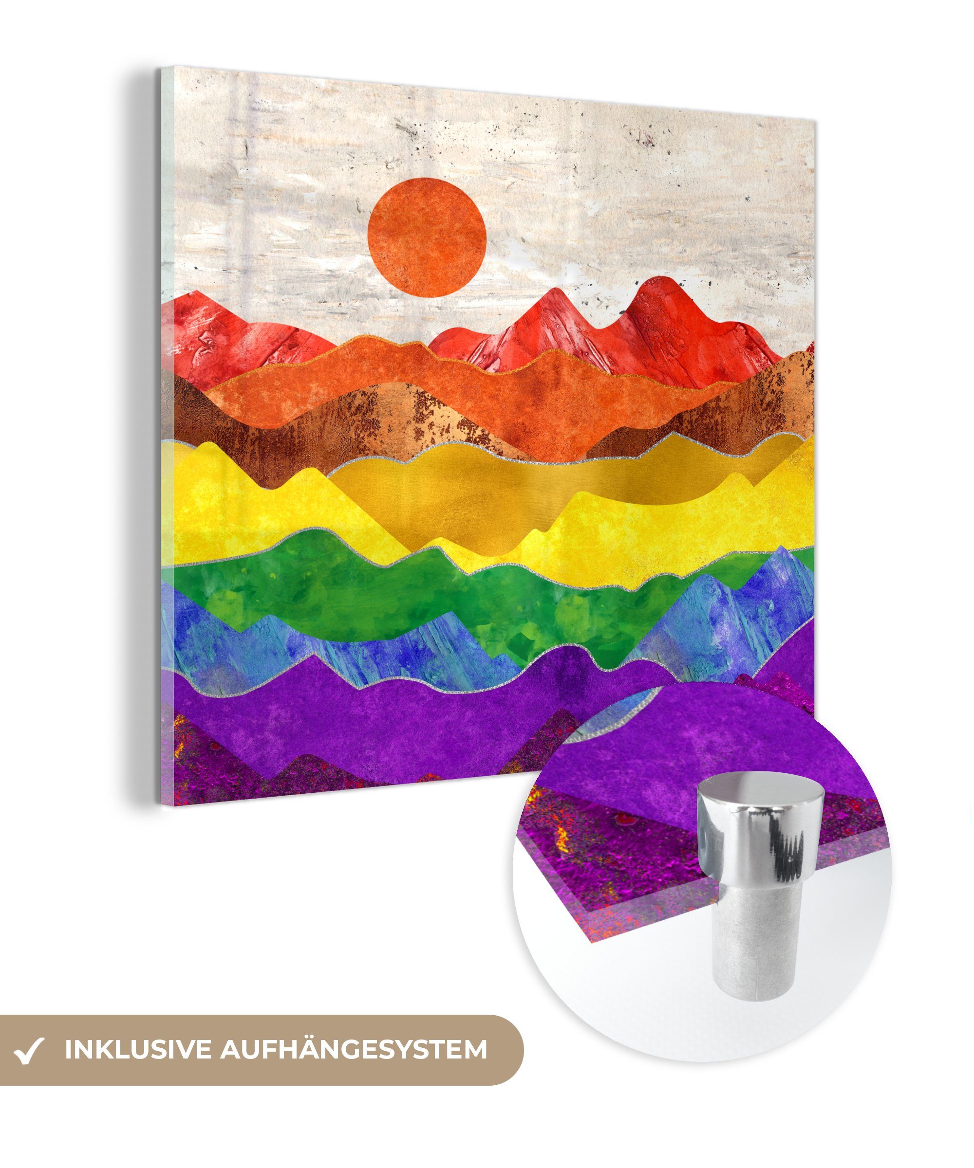 Acrylglasbild auf Glasbilder Wanddekoration Schwul, - auf St), Glas Glas (1 - - Wandbild MuchoWow Stolz Foto - Regenbogen - Bilder