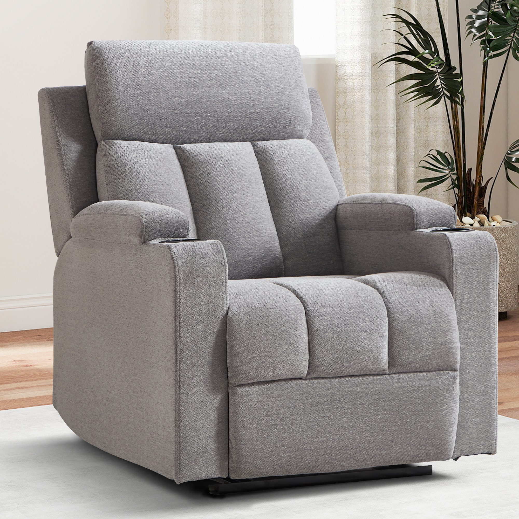 Bonzy Home TV-Sessel Relaxsessel mit Liegefunktion, Fernsehsessel, Wohnzimmer 90 °-160 ° (1-St), Manueller Verstellbarer Relaxsessel mit Fußstütze und Becherhalter
