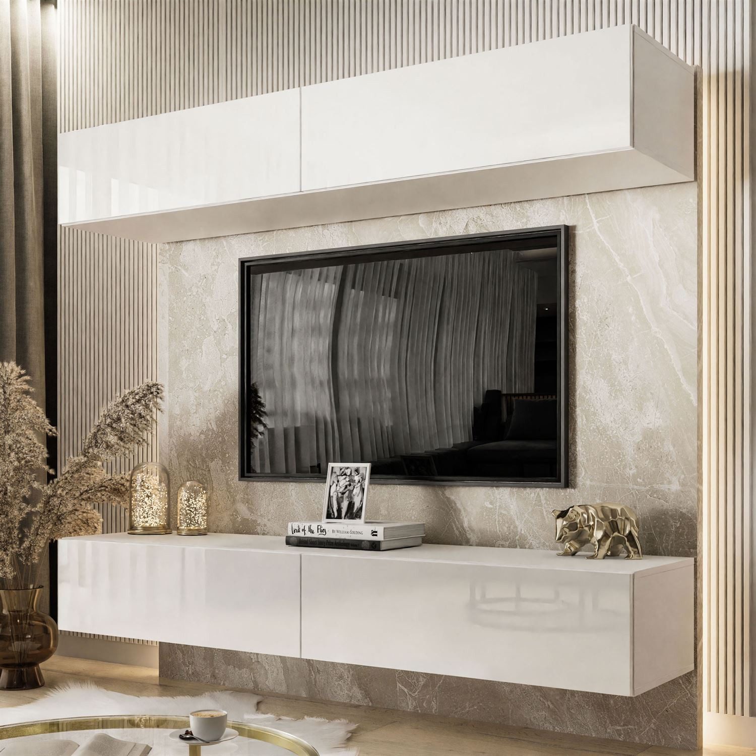 Lookway Wohnwand COLETTE mit Push-to-Open-System und LED-Beleuchtung