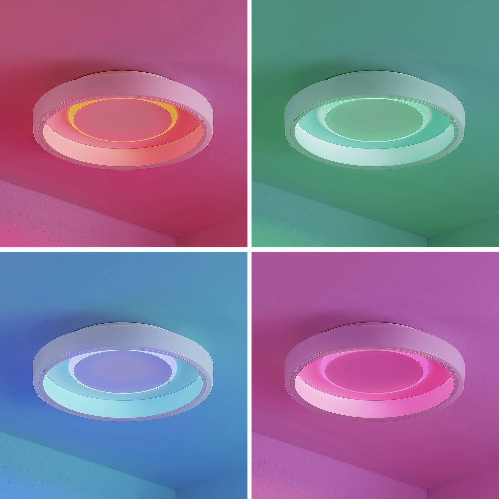 Lindby LED Deckenleuchte Wikani, + Metall, fest inkl. Farbwechsel Kunststoff, Modern, dimmbar, LED-Leuchtmittel 1 weiß, RGB verbaut, flammig, weiß