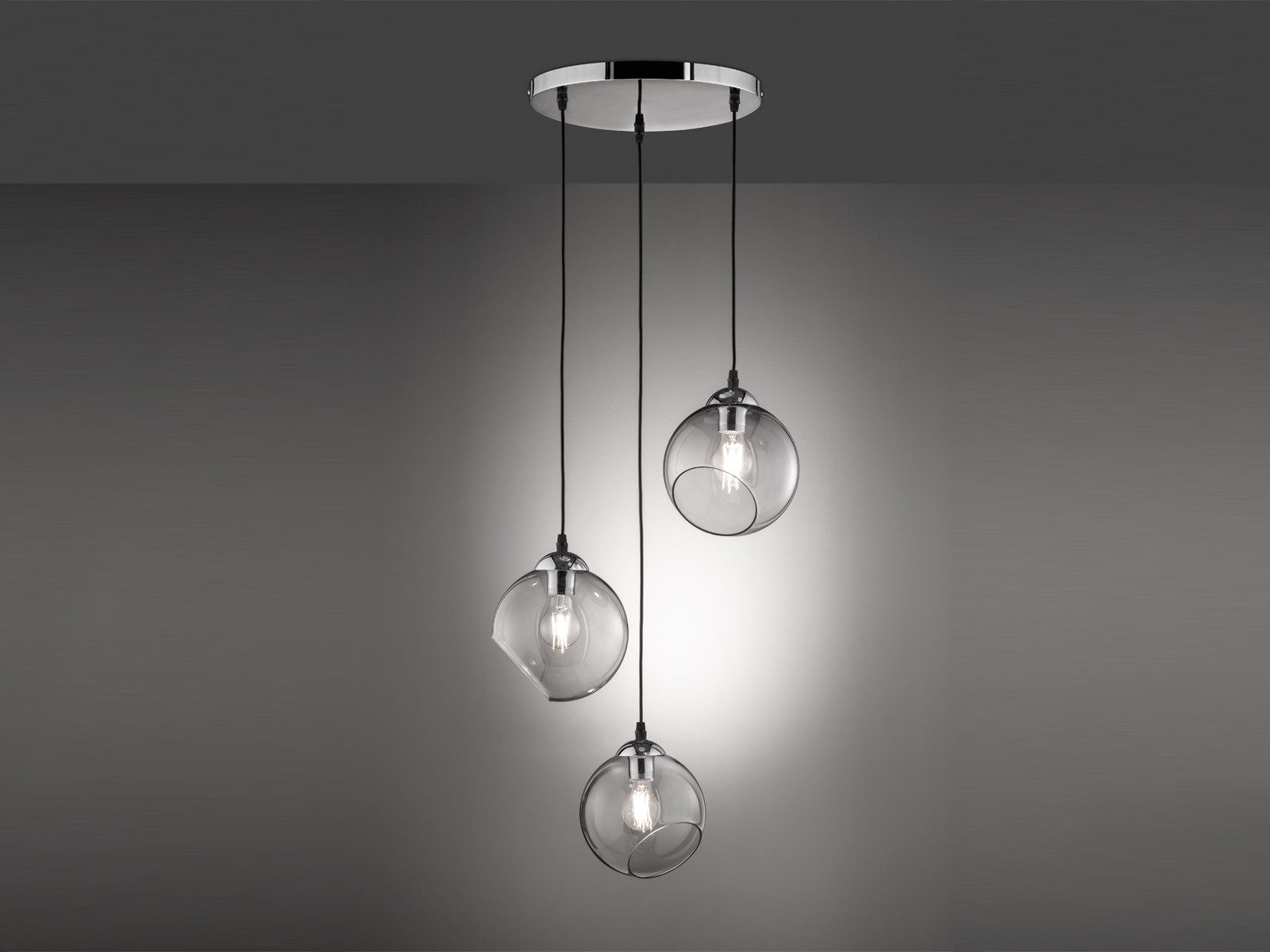 Reality Leuchten LED Pendelleuchte, Dimmfunktion, LED wechselbar, warmweiß, Cluster Rauch-glas Glaskugel-n hängend Esstisch & Treppenhaus, Ø 35cm