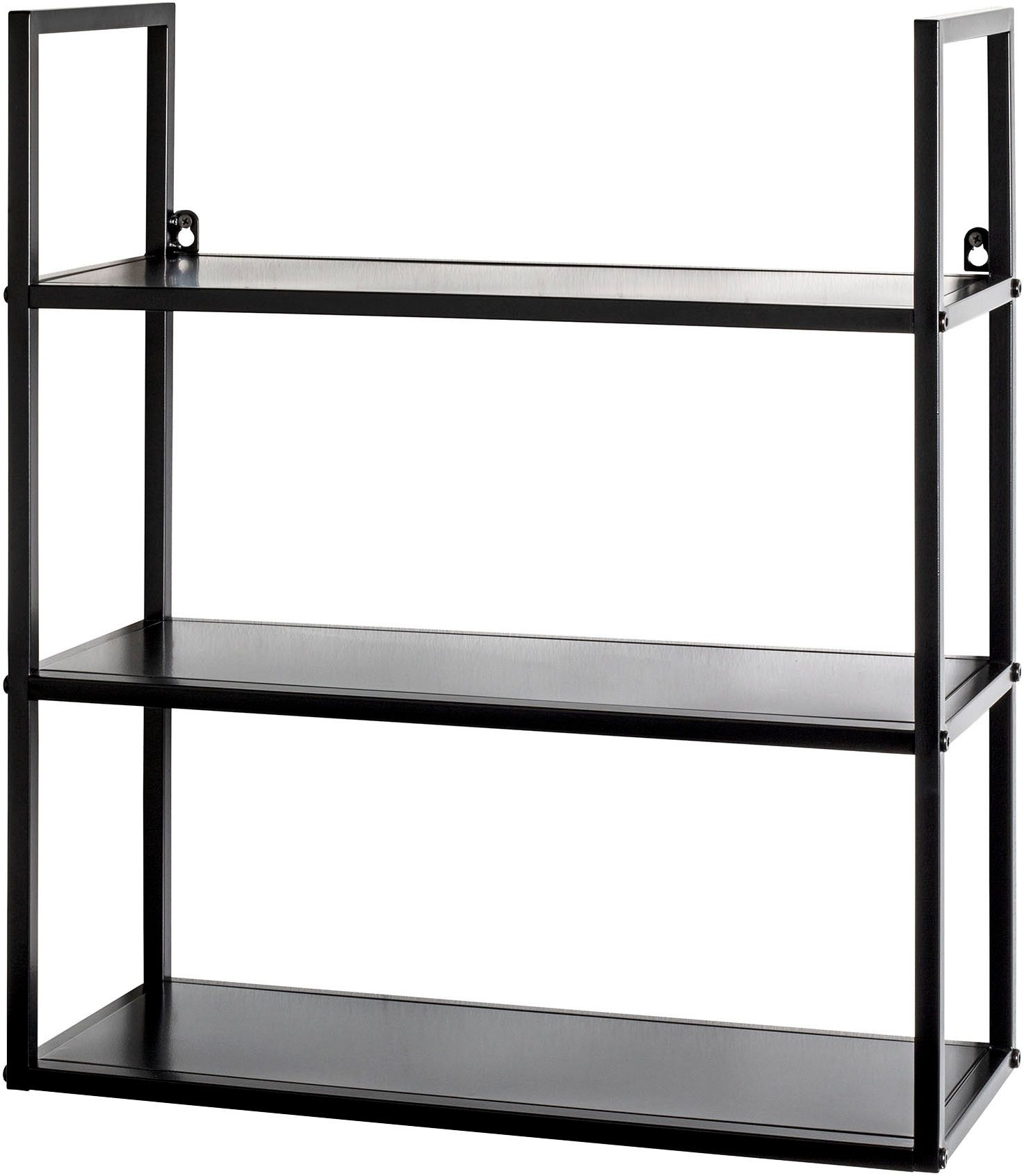 HAKU Wandregal Hängeregal, Wandboard, rechteckig - aus Metall Schwarz - B/T/H 50/20/58 cm