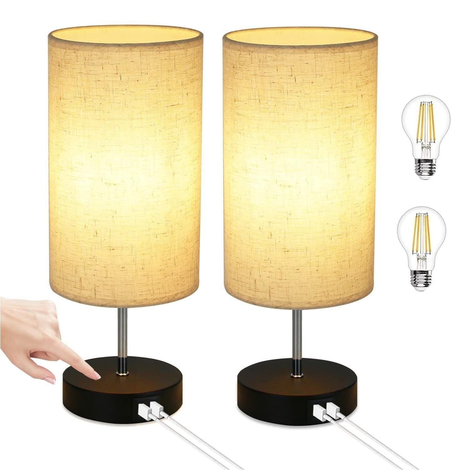 Nettlife Nachttischlampe Touch Dimmbar Stoffschirm E27 günstig online kaufen