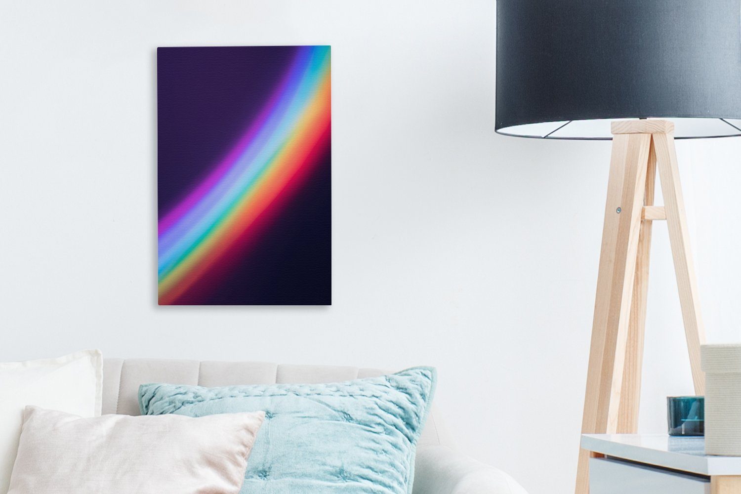 OneMillionCanvasses® Leinwandbild Regenbogenfarben mit dunklem bespannt 20x30 cm Zackenaufhänger, inkl. fertig Hintergrund, (1 Gemälde, Leinwandbild St)