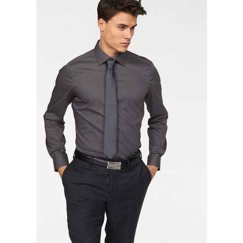 Bruno Banani Langarmhemd Slim-fit Formbeständig durch Elastananteil