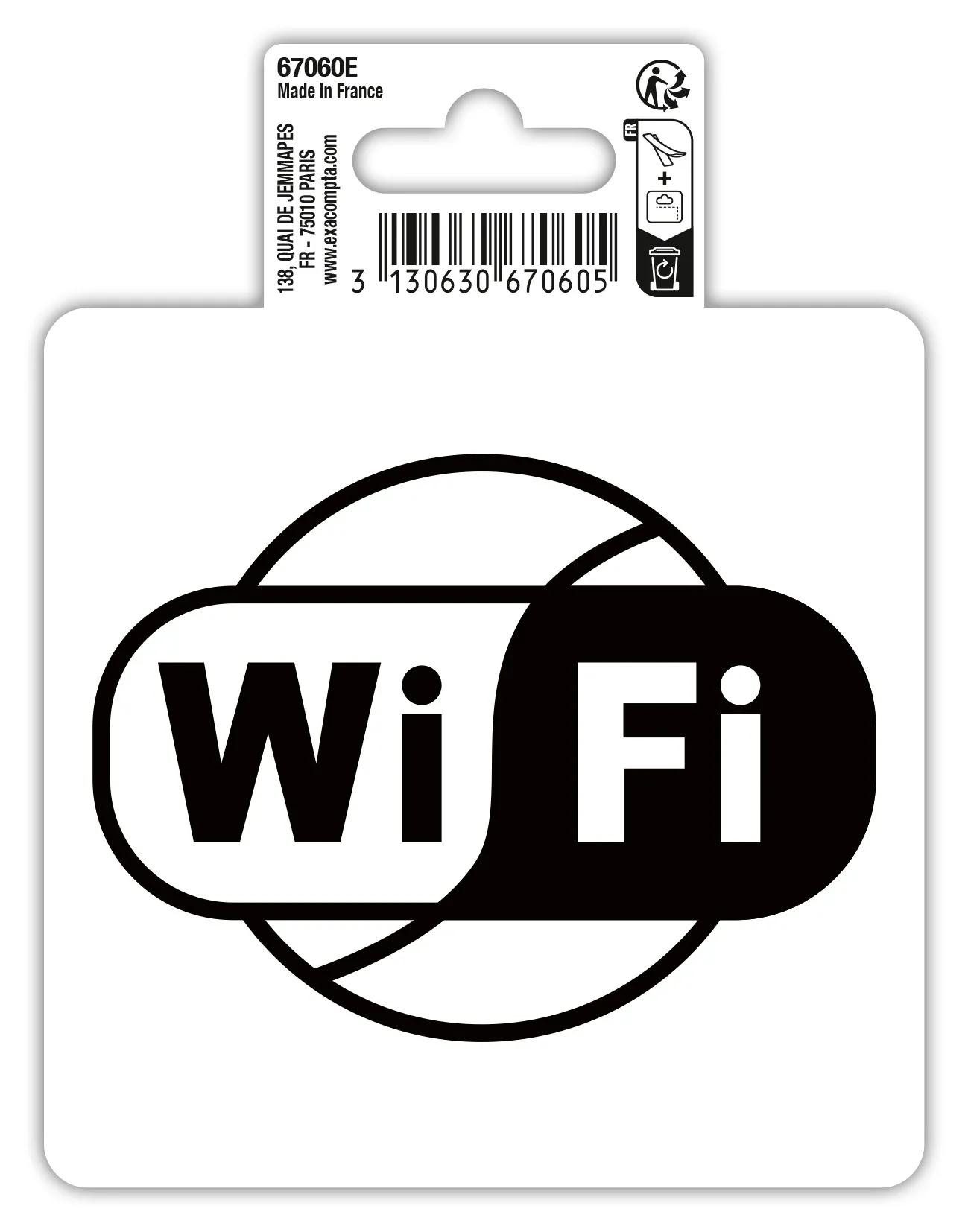 EXACOMPTA Warnschild Hinweisschild selbstklebend, PVC, Wifi 10 cm - Schwarz - 67060E, Sockel
