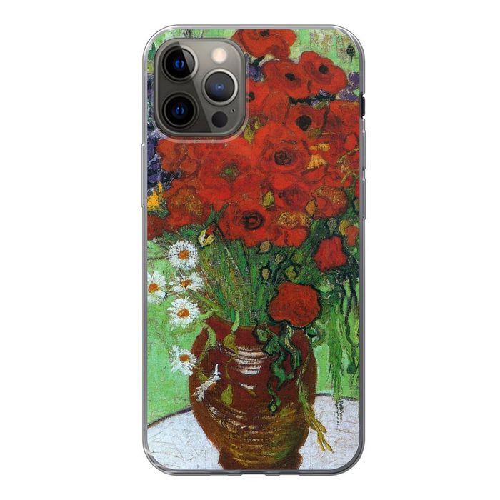 MuchoWow Handyhülle Vase mit roten Mohnblumen und Gänseblümchen - Vincent van Gogh Handyhülle Apple iPhone 12 Pro Smartphone-Bumper Print Handy