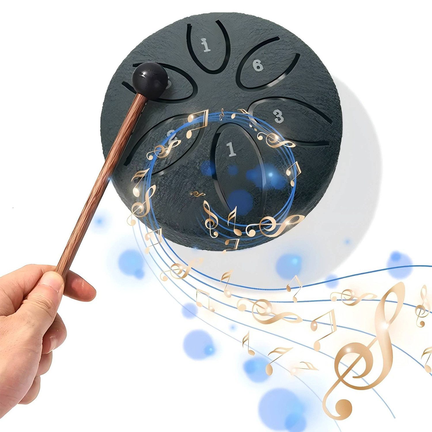 ibettertec Steel Tongue Drum 3 Zoll 6 Töne Sonic Energy Pocket Tongue Drum, Stahlzungentrommel,Sonic Energy, Zungentrommel Handpan, für Kinder,Yoga, Meditation, Klangheilung,Musiktherapie