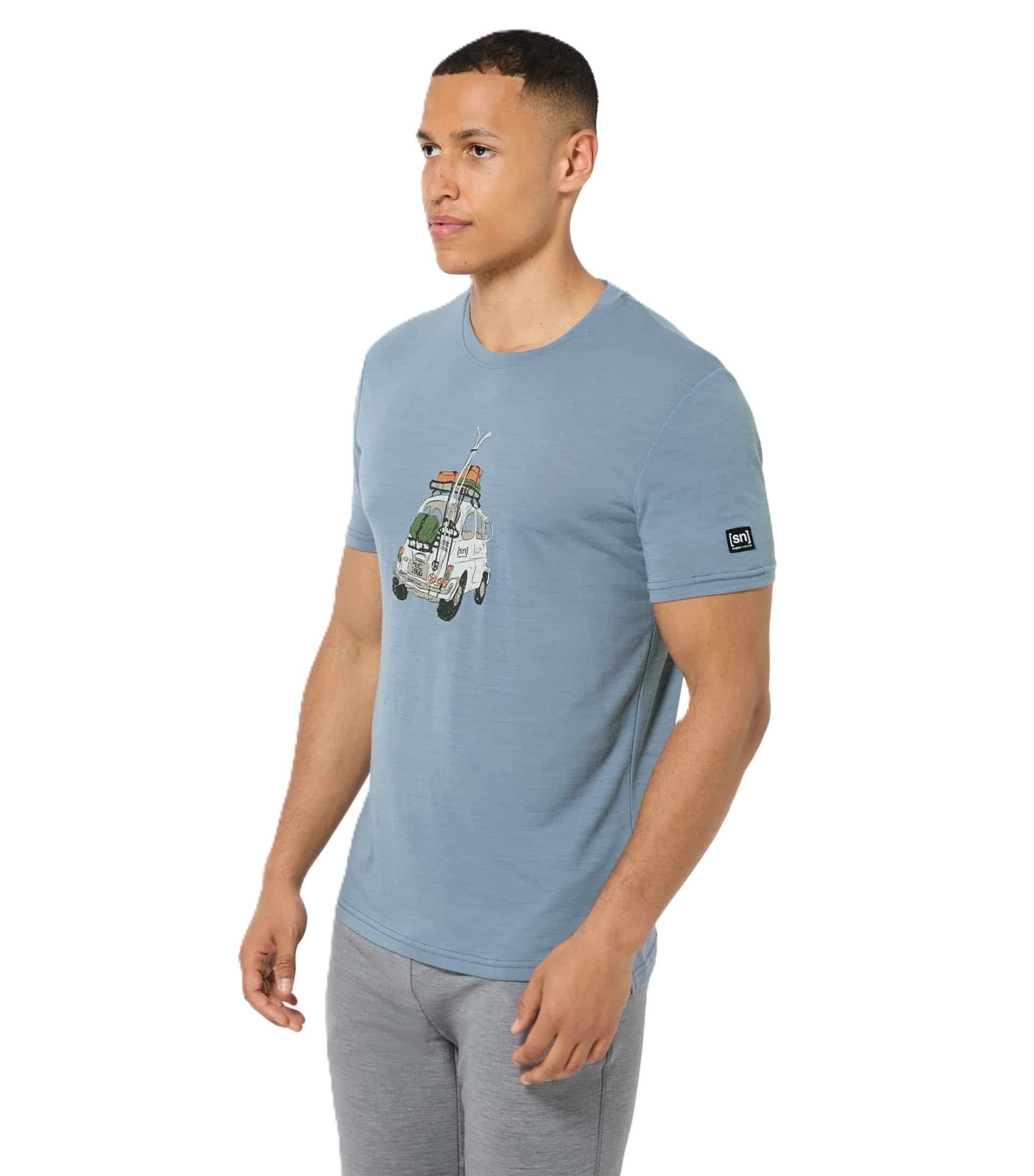 T-Shirt Carski Tee (Merino-Mix) stoneblau Herren