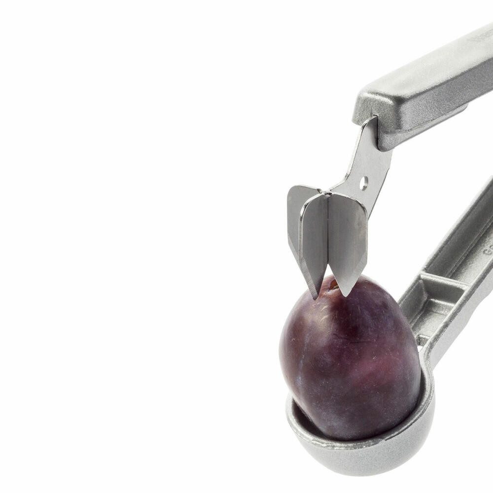 WESTMARK Entsteiner für Pflaumen/Zwetschgen, Steinex, Silber, Pflaumenentsteiner, Aluminium, Edelstahl, Made in Germany, spülmaschinengeeignet, lebensmittelecht