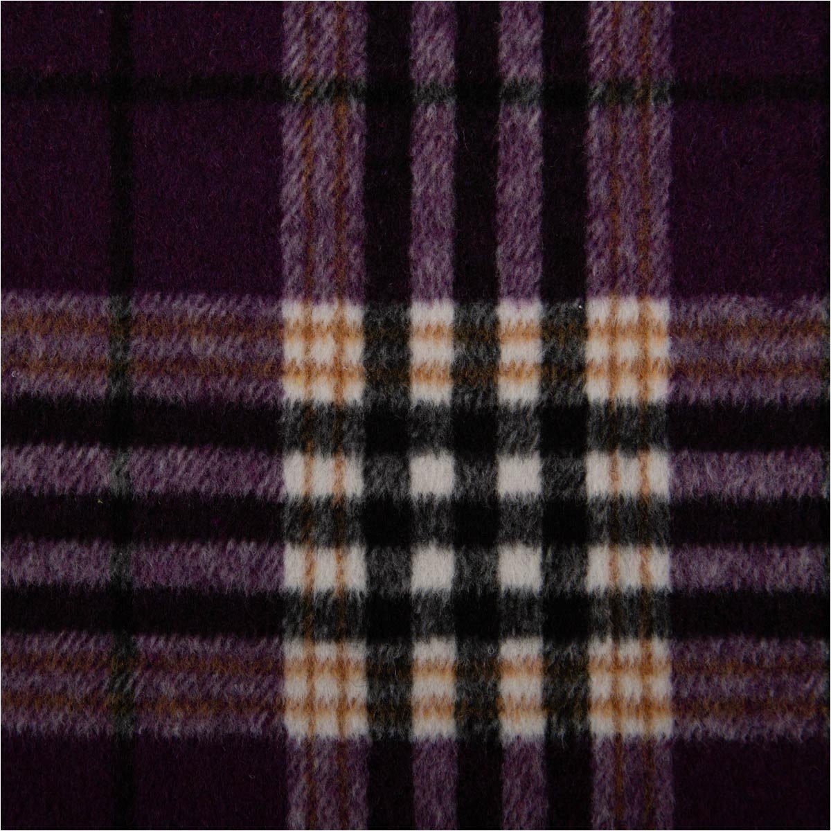 SCHÖNER LEBEN. Stoff Mantelstoff Meterware Jacquard gebürstet Karos lila weiß schwarz 145cm, doubleface,pflegeleicht