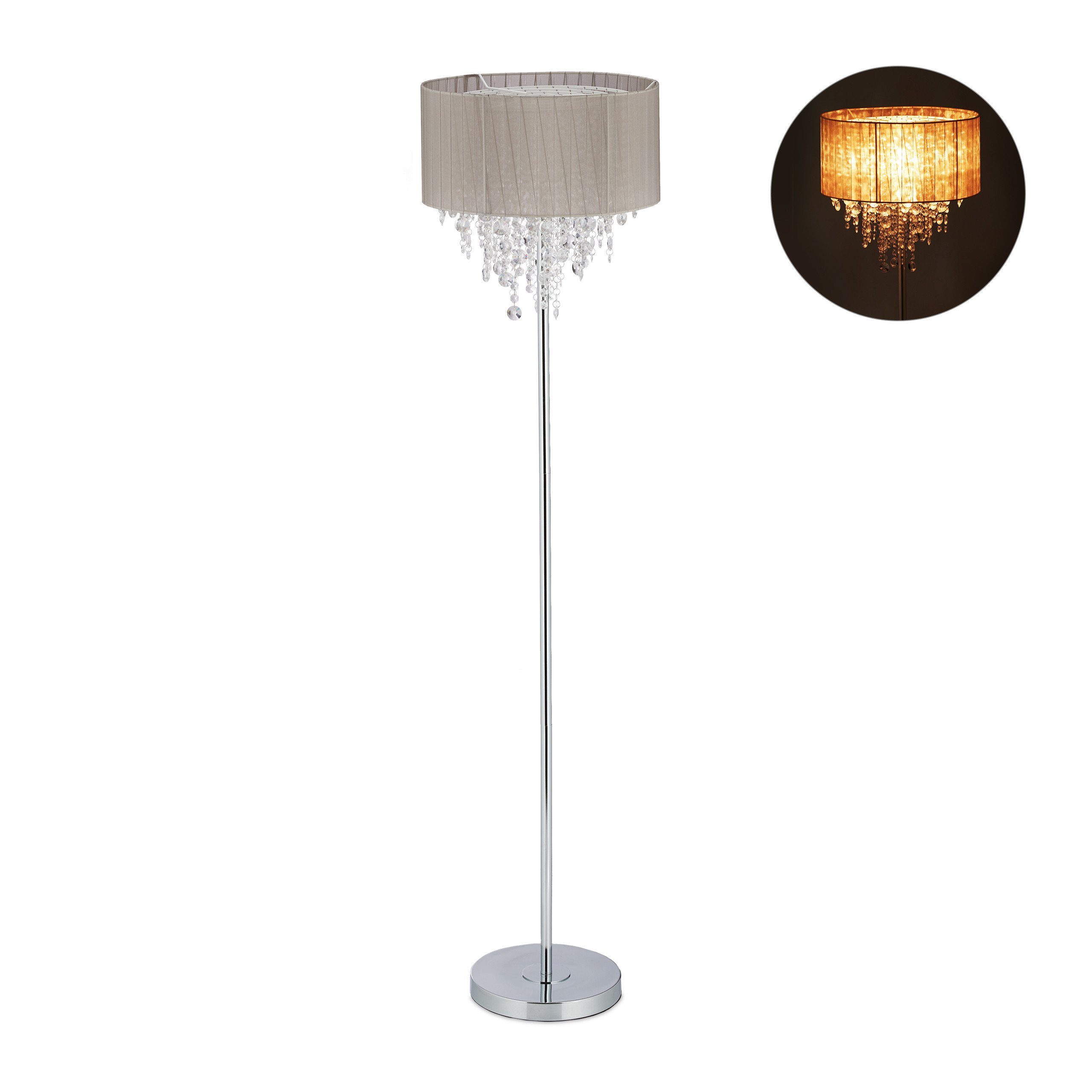 relaxdays Stehlampe Stehlampe Organza Kristall