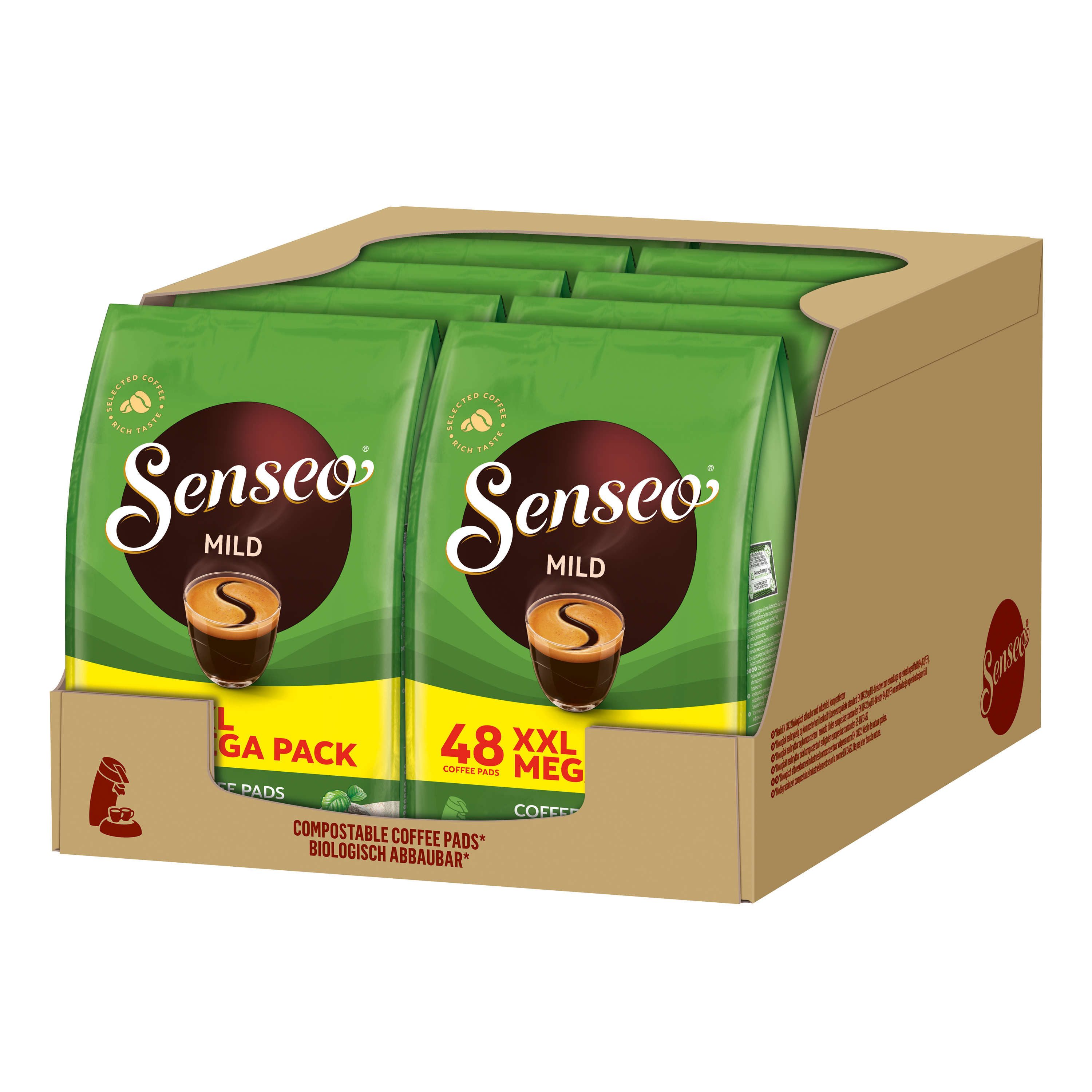Senseo Kaffee Pads Mild Senseopads milde Röstung 10 x 48 = 480 Kaffeepads, (Packung, 10er Pack)
