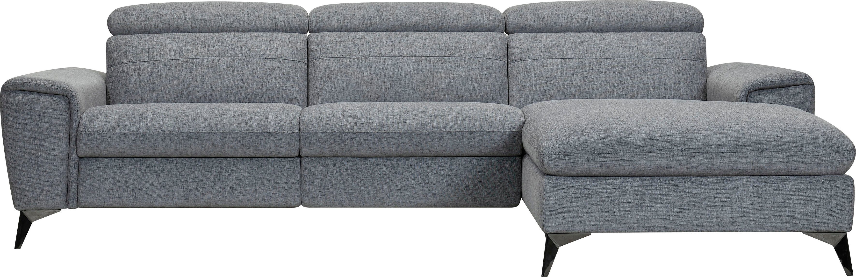 Places of Style Ecksofa Theron, L-Form, 263 cm, elektrische Relaxfunktion, USB-Anschluss, manuelle Kopfteilverstellung