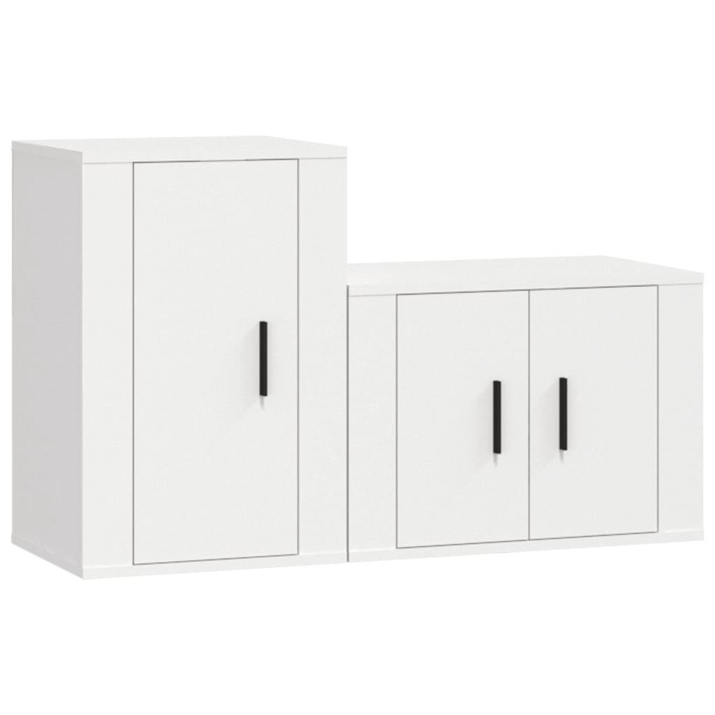 Weiß (2-St) TV-Schrank-Set 2-tlg. vidaXL TV-Schrank Holzwerkstoff