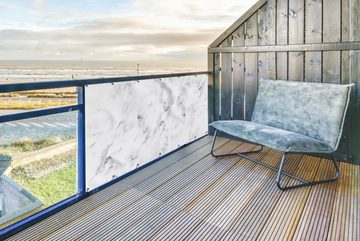 MuchoWow Balkonsichtschutz Marmor - Luxus - Weiß - Grau - Marmoroptik (1-St) Balkonbanner, Sichtschutz für den Balkon, Robustes und wetterfest