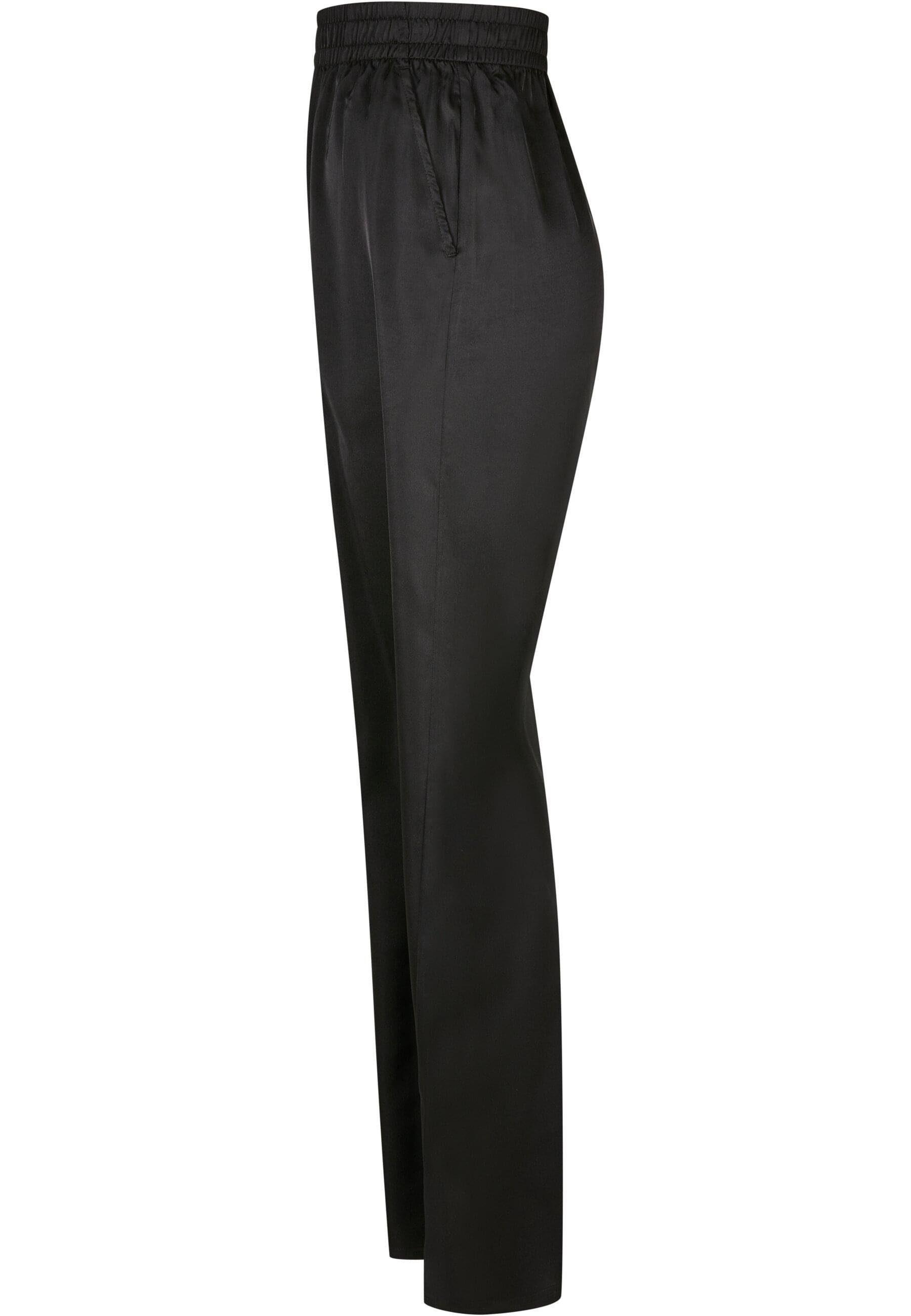 URBAN CLASSICS Stoffhose Damen black Satin Pants (1-tlg) Ladies Wide Leg