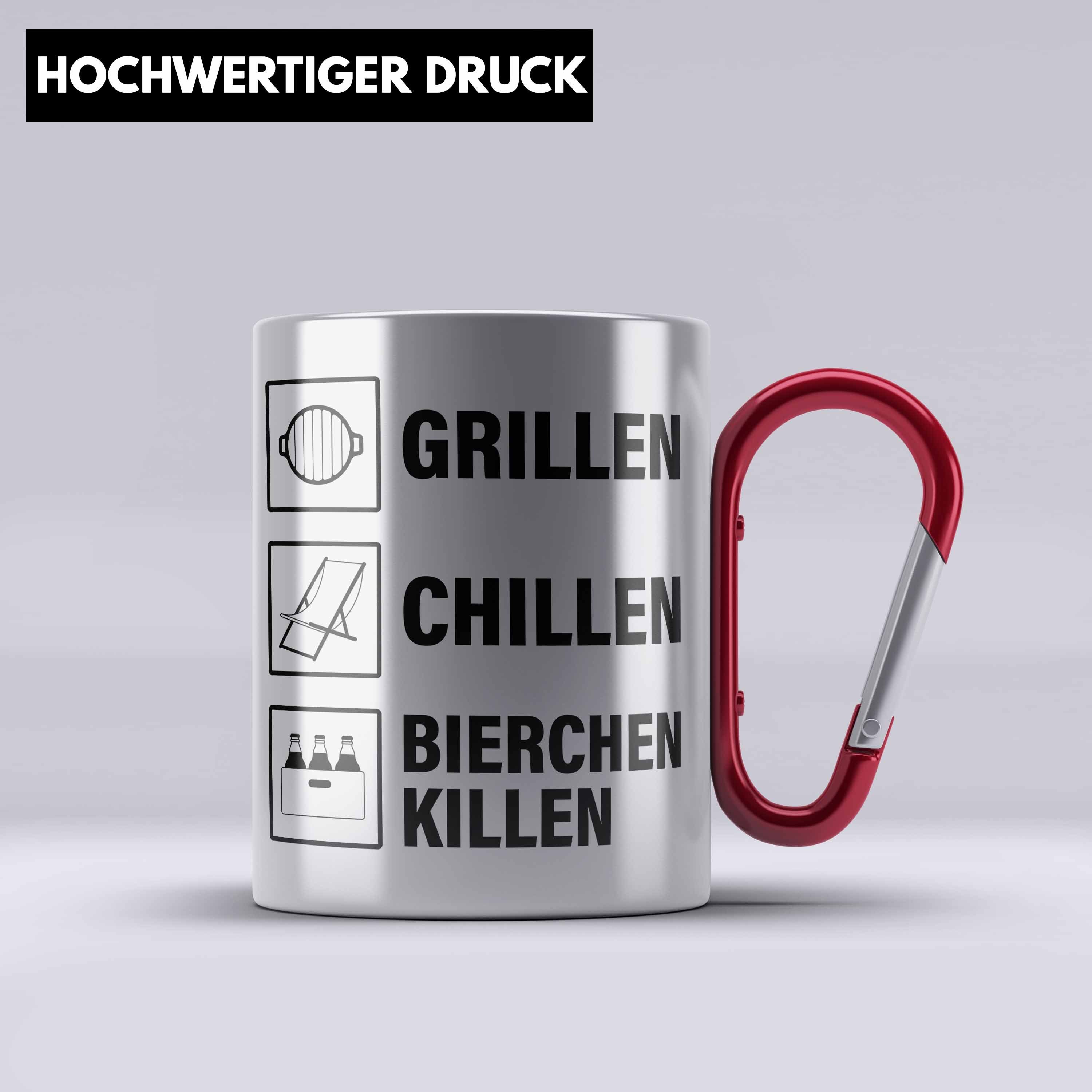 Liebhaber Geschenk Grillen Steak Grill Thermotasse Männer Edelstahl Tasse Rot Trendation Geschenk