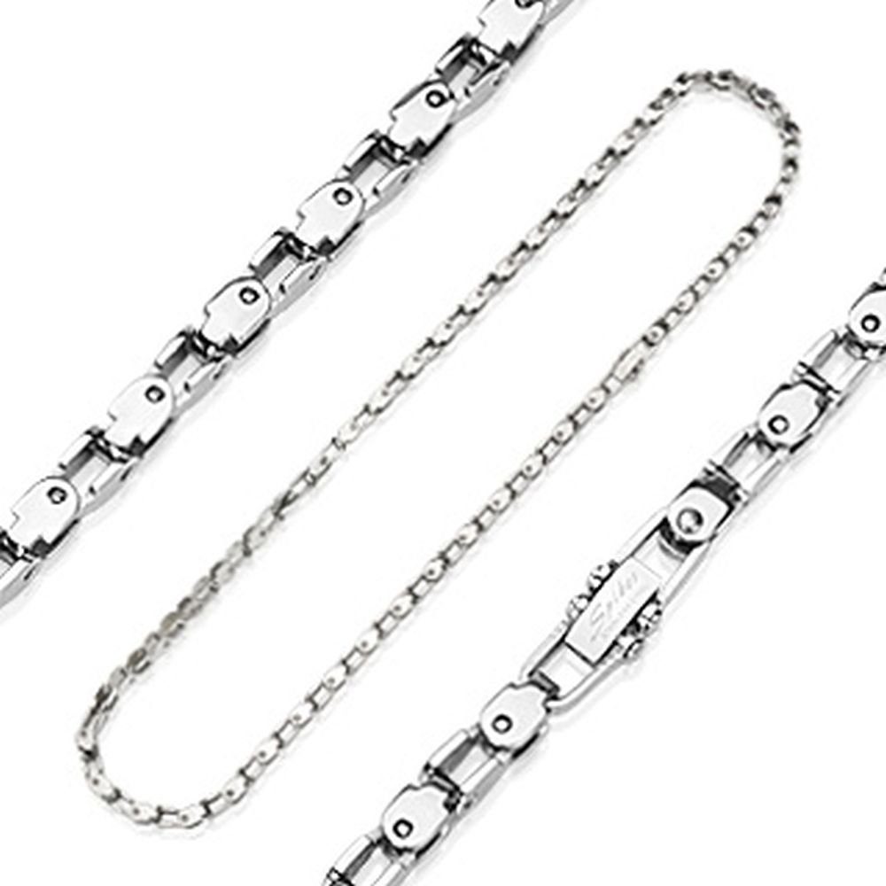 Edelstahl Halskette aus Kette Fahrradketten-Optik BUNGSA Silber (1-tlg), Unisex Necklace Ketten-Set