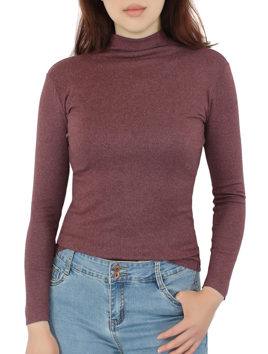 dy_mode Rollkragenshirt Damen Langarmshirt mit kurzem günstig online kaufen