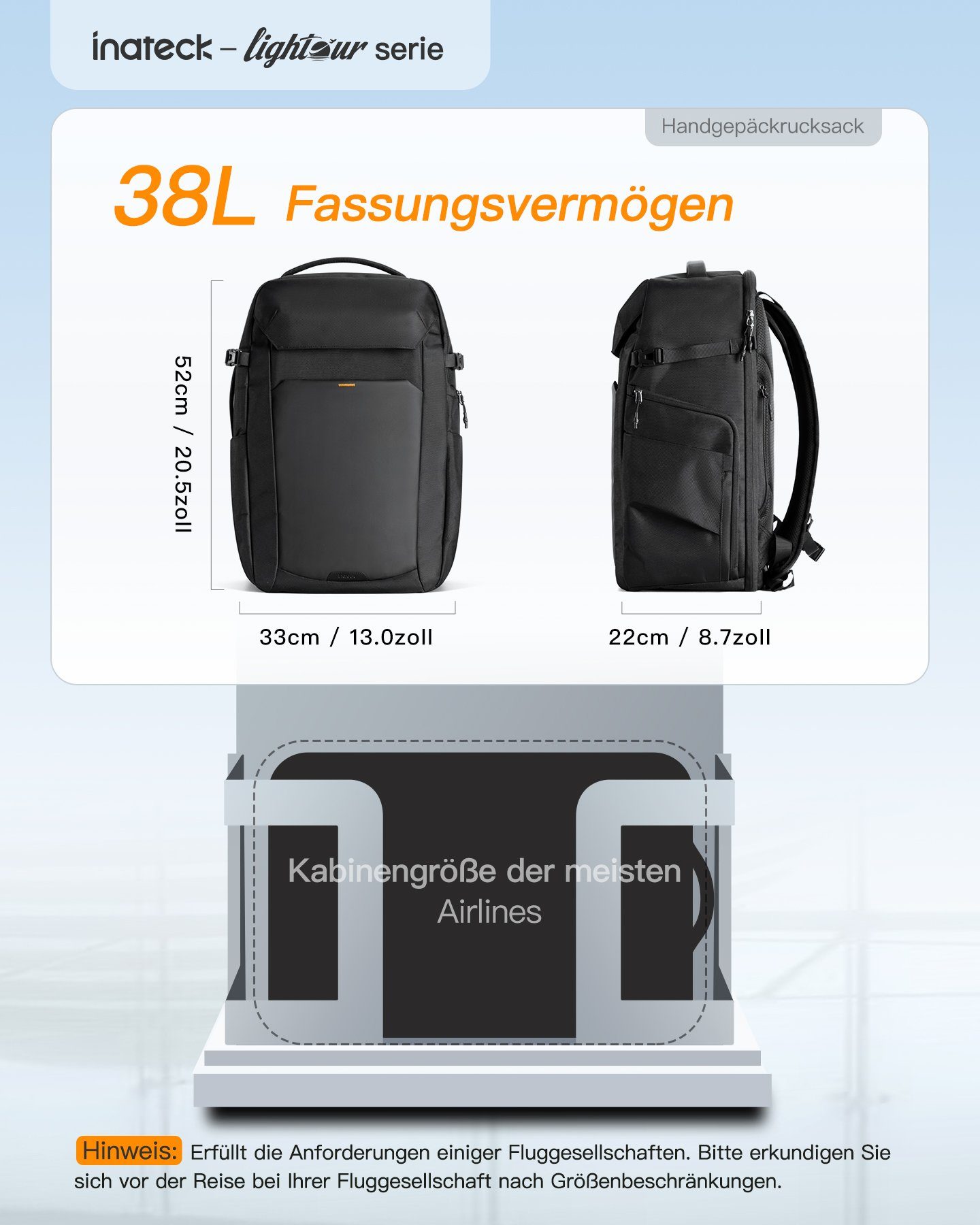 Inateck Reiserucksack TSA-freundliche 38L kompatibel mit 17'' Laptop, Rucks günstig online kaufen