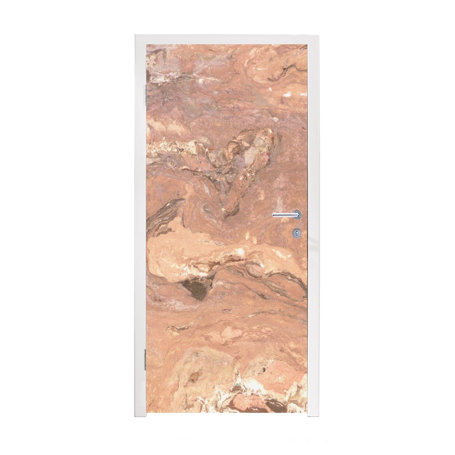 MuchoWow Türtapete Kristalle - Tür, Orange - Türaufkleber, Braun, St), Granit Fototapete cm für bedruckt, - 75x205 Matt, (1