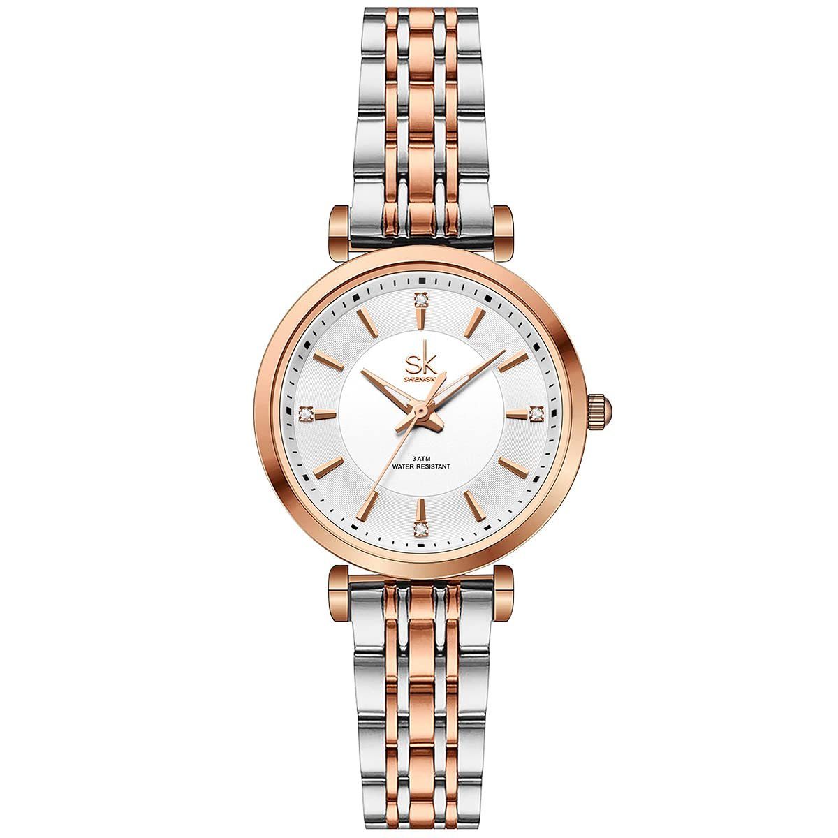 POCHUMIDUU Quarzuhr Klassische Frauen Uhren Mode Damen Kleid Uhr Solide Edelstahl Band, (1-tlg)