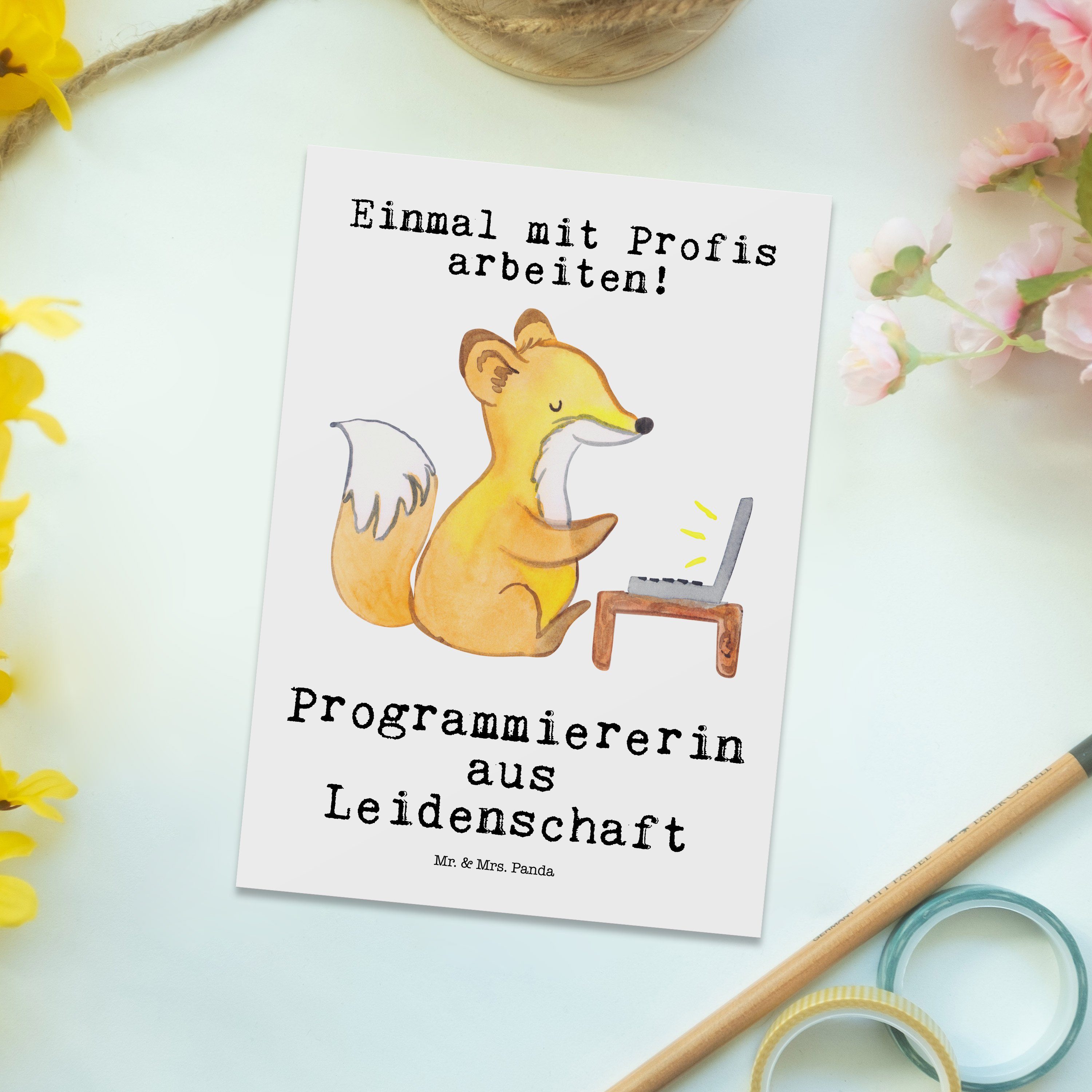 Weiß Leidenschaft Mr. Mrs. Computerfachfrau Postkarte - - Panda & aus Geschenk, Programmiererin